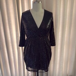 Club L London Black Sequin Mini Dress